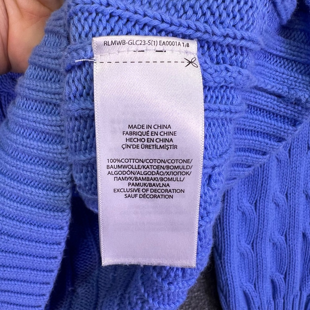 Polo Ralph Lauren V-Neck Sweater Mens XL Blue Cable Knit Casual Cotton Pony Logo - Picture 15 of 15